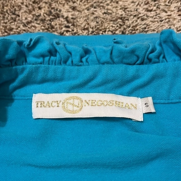 Tracy Negoshian Turquoise Ruffle Neck Polo Size S - Picture 6 of 6